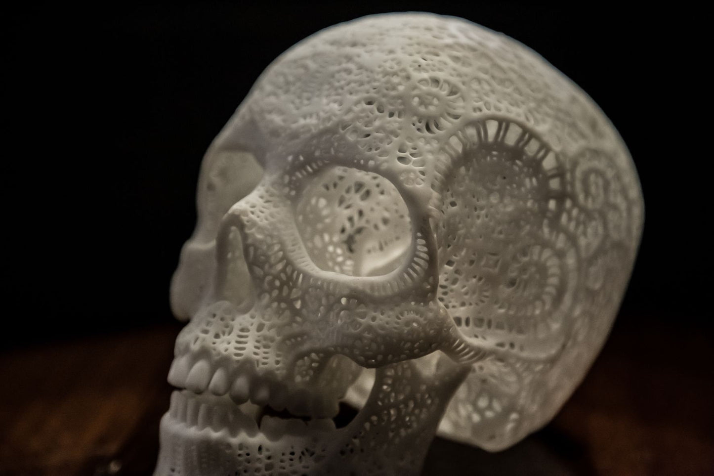 filigree Human Skull in black or white - Large high quality hand made piece - FREE delivery world wide!