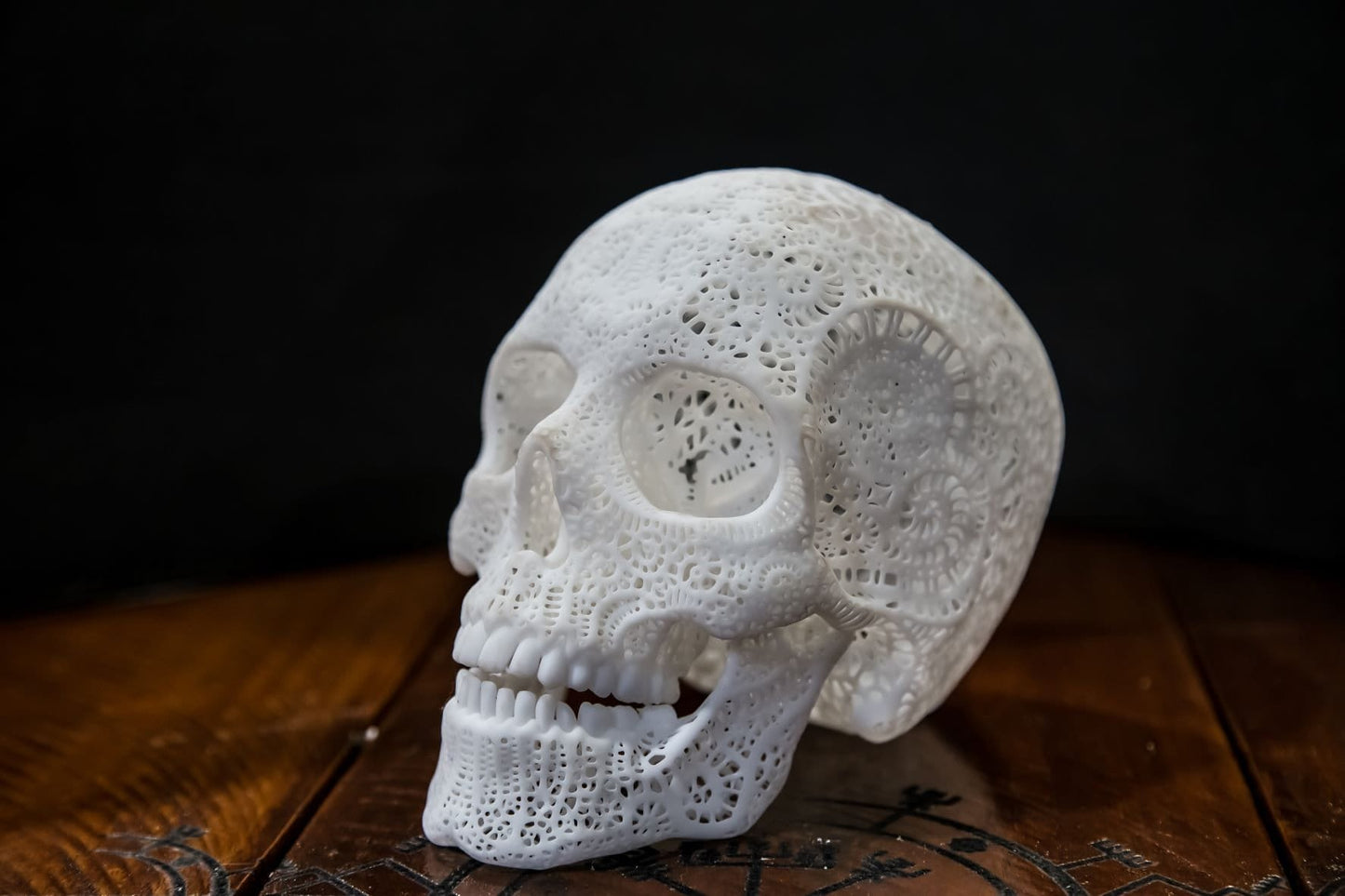 filigree Human Skull in black or white - Large high quality hand made piece - FREE delivery world wide!
