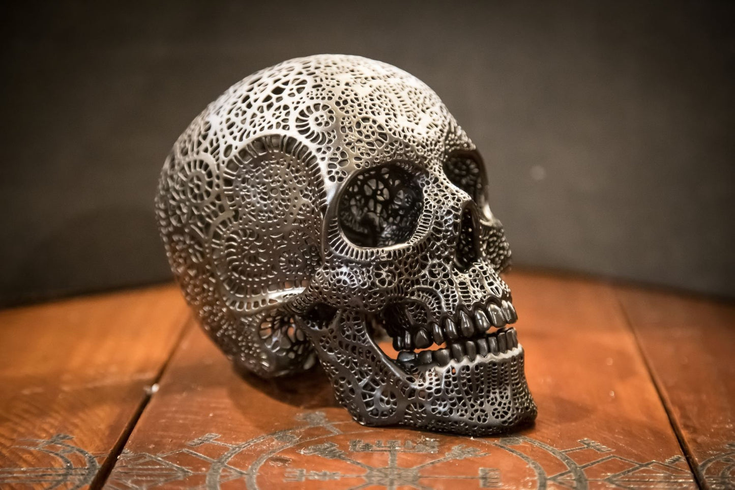 filigree Human Skull in black or white - Large high quality hand made piece - FREE delivery world wide!